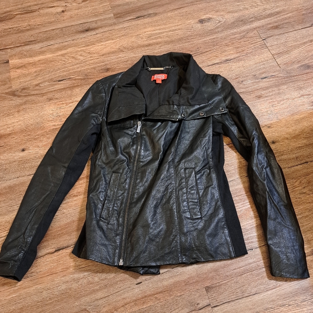 Kirna Zabete Black Leather Jacket Size Small